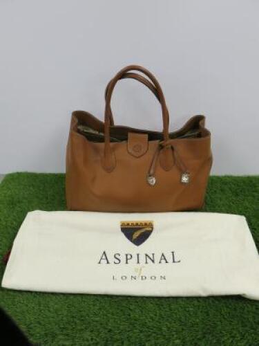 Aspinall Of London Brown Leather London Tote Hand Bag. Comes with Dust Cover.