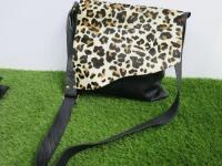 Taurus Black Leather & Leopard Print Tote Satchell Bag.