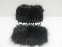 1 x Over shoulder Black Faux Fur Hand Bag with Black Faux Fur Head Band.