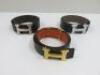 3 x Hermes H Leather Belts & Additional Gold Coloured H Buckle.