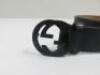 Gucci Black Leather Belt with Interlocking Buckle, 368186, Size 34. - 2