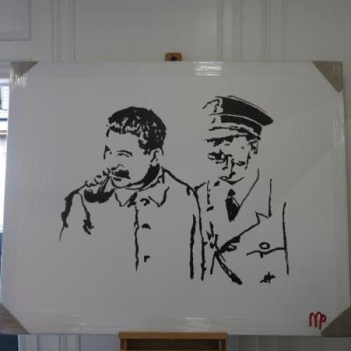 Large Canvas Print of Hitler & Starlin, Signed MP. Size 120 x 150cm