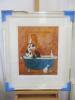 White Framed, Mounted and Glazed Limited Edition Print, Sam Toft 'Big Dog Bath' 152/395 with Certificate of Authenticity. Size 80 x 68cm