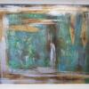 Framed Oil Canvas Print. Green and Gold Abstract. S.Marcus. Size 71 x 83cm - 2
