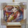 Framed Oil Canvas Print of Two Multi Coloured Ladies. R.Jordan. Size 66 x 76cm