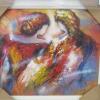 Framed Oil Canvas Print of Two Multi Coloured Ladies. R.Jordan. Size 66 x 76cm - 2