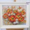 Framed Oil Canvas Print of Red & White Flowers. Size 64 x 74xm