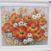 Framed Oil Canvas Print of Red & White Flowers. Size 64 x 74xm - 2