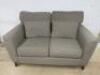 Grey Fabric 2 Seater Sofa on Wooden Legs. Size H80 x W150 x D85cm.