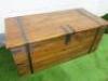 Wooden Varnished Blanket Box with Iron Banding Detail, Size H45 x W102 x D48cm. - 2