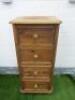 4 Drawer Pine Tallboy Cabinet, Size H117 x W54 x D42cm.