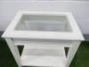 White Painted Wood Glass Inlaid Side Table with Shelf Under, Size H60 x W57 x D41cm. - 2