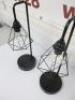 Pair of Black Metal Battery Powered Lamps with Rice Light, Size H45cm. - 4