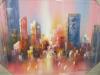 Framed Oil Canvas Print of Abstract City Skyline. Richardson. Size 57 x 66cm - 2