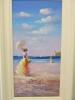 Framed Oil Canvas Print of Ladies on Beach. Size 74 x 46cm - 2