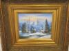 Gilt Gold Framed Oil Canvas Print of Winter Scene. Jamison. Size 45 x 50cm - 2