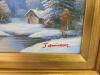 Gilt Gold Framed Oil Canvas Print of Winter Scene. Jamison. Size 45 x 50cm - 3