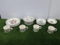 20 x Port Merion Botanic Garden Tableware to Include: 4 x Mugs, 3 x Bowls, 7 x Side Plates, 6 x Dinner Plates & 1 x Serving Dish with Lid.