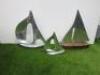 3 x Polished Aluminium Ornamental Sailing Boats.