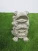 3 x Garden Ornaments, Frogs, Face and Stone with Dragonfly and Frog Sitting. - 3