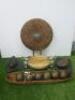 5 x Wood Ornaments to Include: Circular Sculpture, Tray Being Held by Rabbits, 2 Leaves & Tray with 6 Balls in.