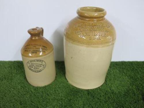 2 x Stoneware Flagons Large & Small.