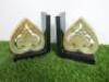 A Pair of Marble Carved Heart Shaped Book Ends.