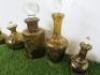 Set of 5 Bronze Coloured, Decorated Bottles with Stoppers, All Different Sizes and Shapes. - 2