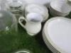 Quantity of Glass Ware & Denby Crockery to Include: 8 x Jars, 4 x Glasses, 4 x Dinner Plates, 4 x Side Plates, 4 x Saucers, 3 x Bowls, 2 x Coffee Mugs. - 6