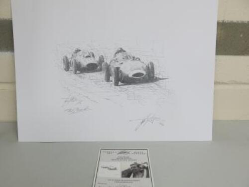 Formula Art Limited Edition David Johnson Authentic Sketch Print. Tony Brooks British F1 Great Driver Signed Edition, 30/50. Comes with Certificate. Overall Sketch Size 30 x 42cm.