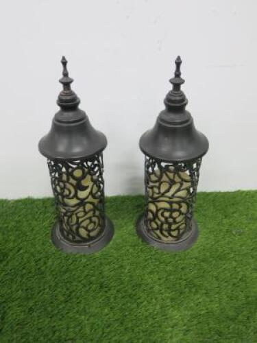 4 x Metal Candle Holders with Part Used Candles.