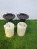 4 x Metal Candle Holders with Part Used Candles. - 5