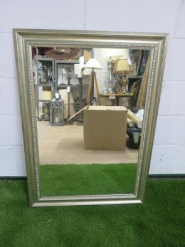 Wooden Framed Mirror in Silver, Size H107 x W76cm.