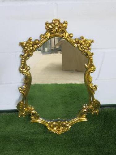 Baroque Wooden Wall Mirror in Gold, Size H76 x W55cm.