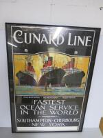 Cunard Line Poster in Frame, Size 85 x 60cm.