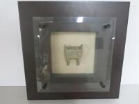 Framed & Mounted Reproduction Metal Foursquare Utensil In Shadow Box, Size 39 x 39cm.