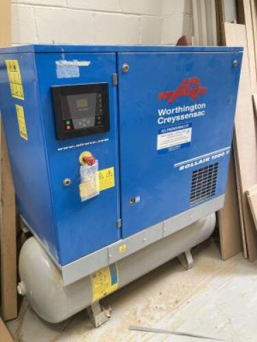 Worthington Creyssensac Rollair 1500 T Rotary Air Compressor on Receiver Tank.