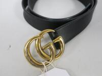 Gucci Black leather Belt with GG Logo Buckle, 414516, Size 36.