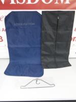 2 x Louis Vuitton Carrier Protection Bags to Include: 1 x Blue Suit Bag & 1 x Black Dress Bag.Note: only 1 hanger.