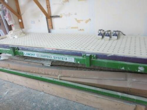 Lamont Clamping System, Matrix Table, 3.7m x 1.3m with 3 Pneumatic Clamps, S/N 2351MXH, Year 09/2002 with Manual. 