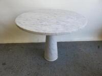 White Stone Marble Round Table on Single Pedestal. Size H72 x Dia 90cm.