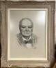 Framed & Glazed Sketch in Charcoal of Winston Churchill By Tom Hall (1885 - 1972). Size 83 x 69cm. NOTE: believed to be circa pre 1960's, the current owner states "to the best of my knowledge it was part of an art exhibition in British government offices - 5