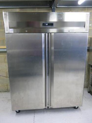 Tefcold Double Door Stainless Steel Freezer, Model- RF1420-P, YOM 2022. Size H200 x W146 x D83cm. Appears in Very Good Condition.