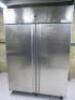 Delfield Double Door Stainless Steel Fridge. Model RS11400R. Size H205 x W138 x D78cm. NOTE: Requires plug, untested.