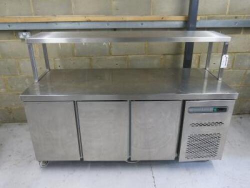 Sterling Undercounter Stainless Steel Fridge with Table Top shelf. Model- SPP-7-180-30 S P C I R. Size H124 x 179 x D70cm. No Power Cable Found
