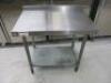 Stainless Steel Prep Table with Shelf Under, Size H95 x W90 x D60cm.