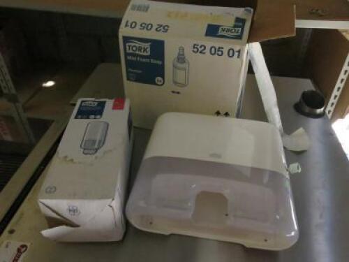 Tork Liquid & Spray Soap Dispenser, Paper Towel Dispensers & Box of 6 x 1000ml Mild Foam Soap.