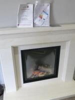 Wildfire Ravel 600CF Gas Log Fire Built in Ex-Display with Cream Marble Surround & Hearth with Manual. Surround Size 97 x 121cm....