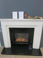 Michael Miller Celena MK2 Convection Flue Log Effect Gas Fire, Built in Ex-Display with White Marble Surround & Black Hearth with Manual & Remote. Surround Size 108 x 137cm...
