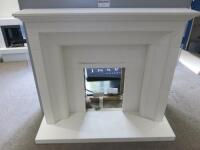 White Marble Fireplace Surround with Hearth, Built in Ex-Display. Surround Size 103 x 137cm....